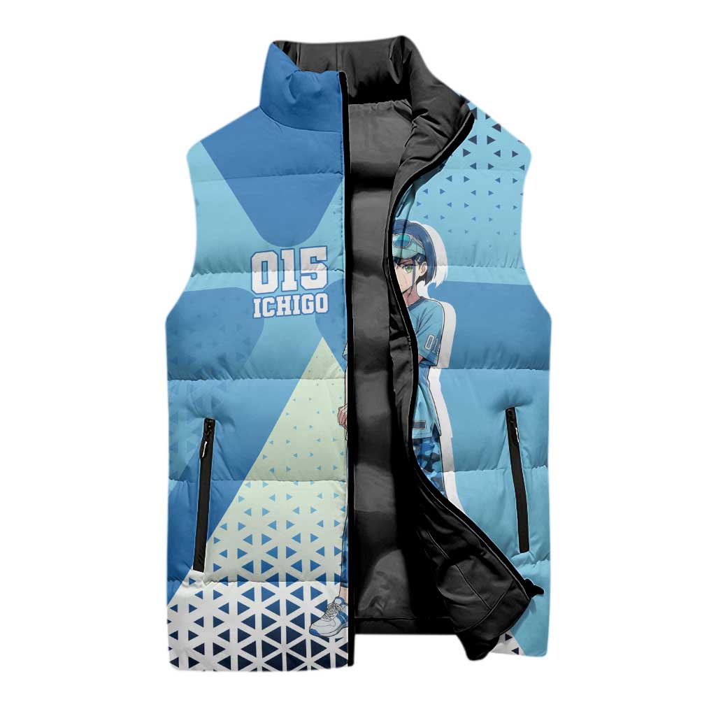 Ichigo Sleeveless Puffer Jacket Cool Blue Baseball Anime Style