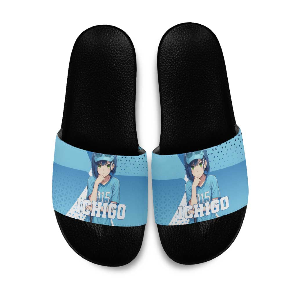 Ichigo Slide Sandals Cool Blue Baseball Anime Style