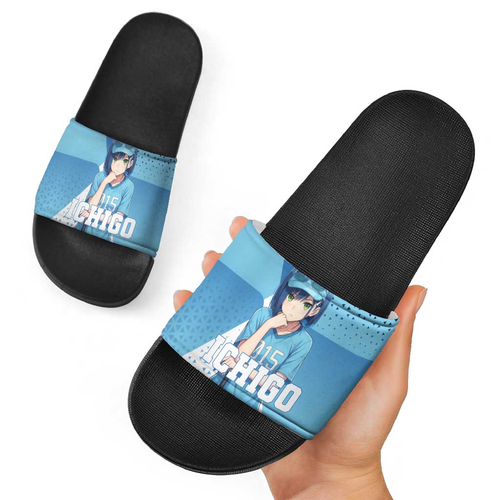 Ichigo Slide Sandals Cool Blue Baseball Anime Style