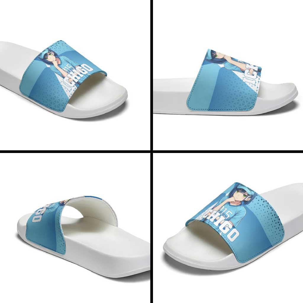 Ichigo Slide Sandals Cool Blue Baseball Anime Style