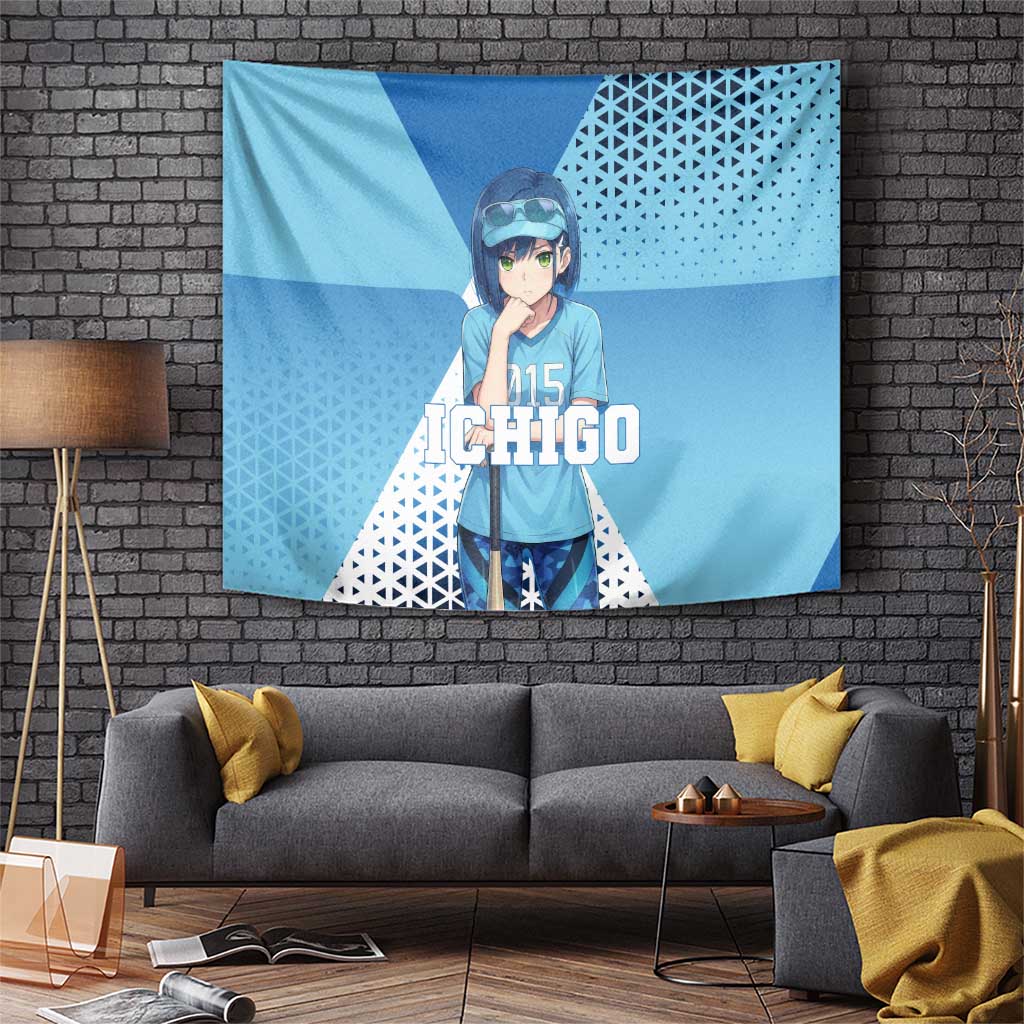 Ichigo Tapestry Cool Blue Baseball Anime Style