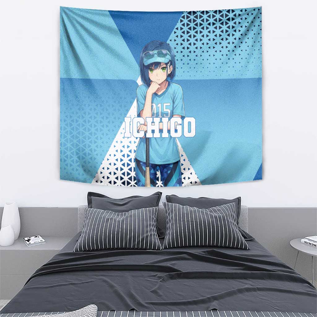 Ichigo Tapestry Cool Blue Baseball Anime Style