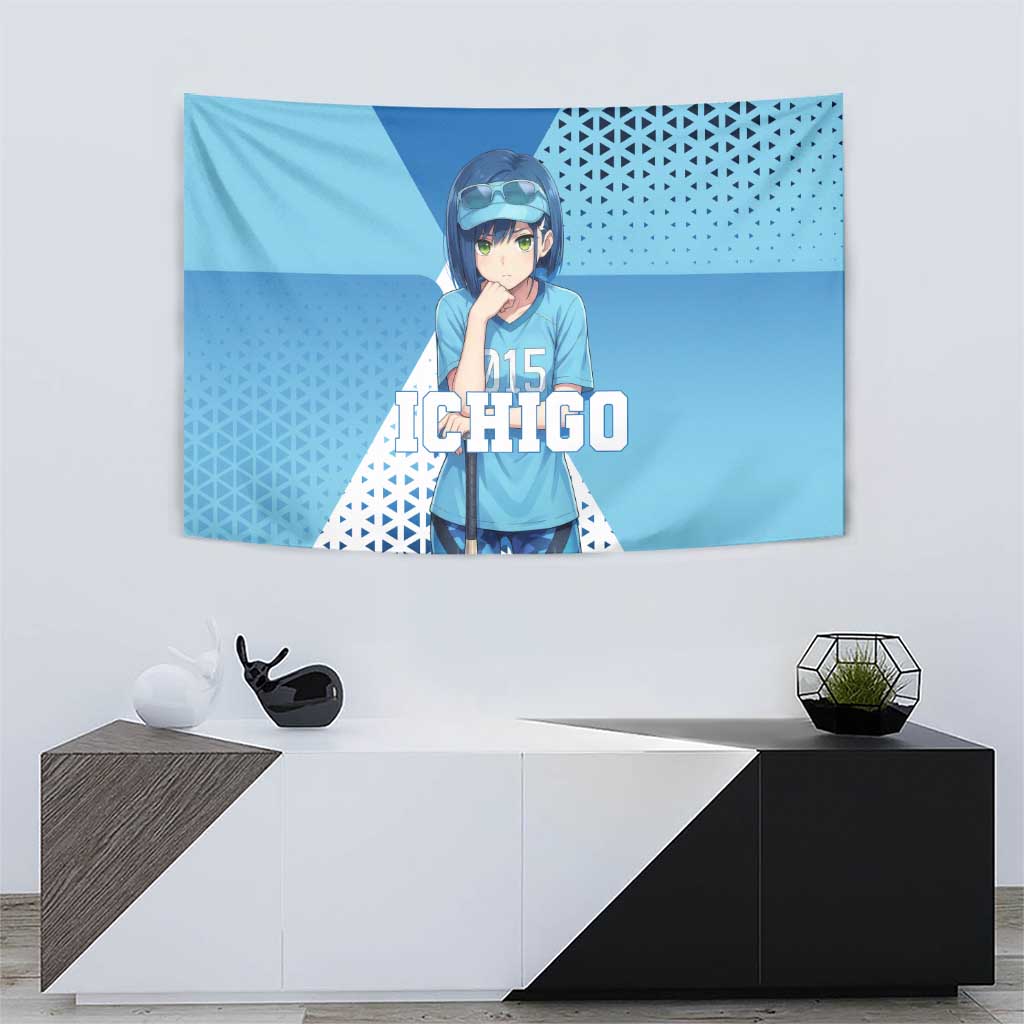 Ichigo Tapestry Cool Blue Baseball Anime Style