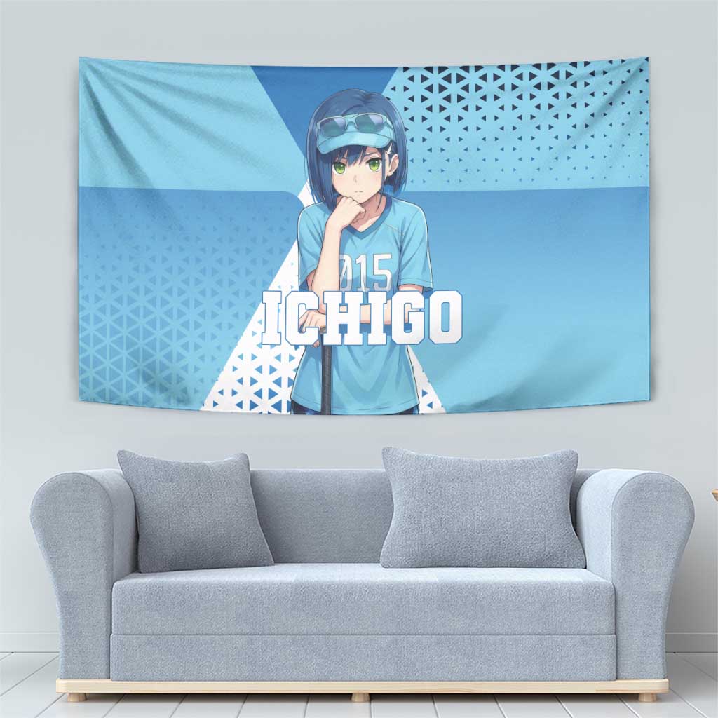 Ichigo Tapestry Cool Blue Baseball Anime Style