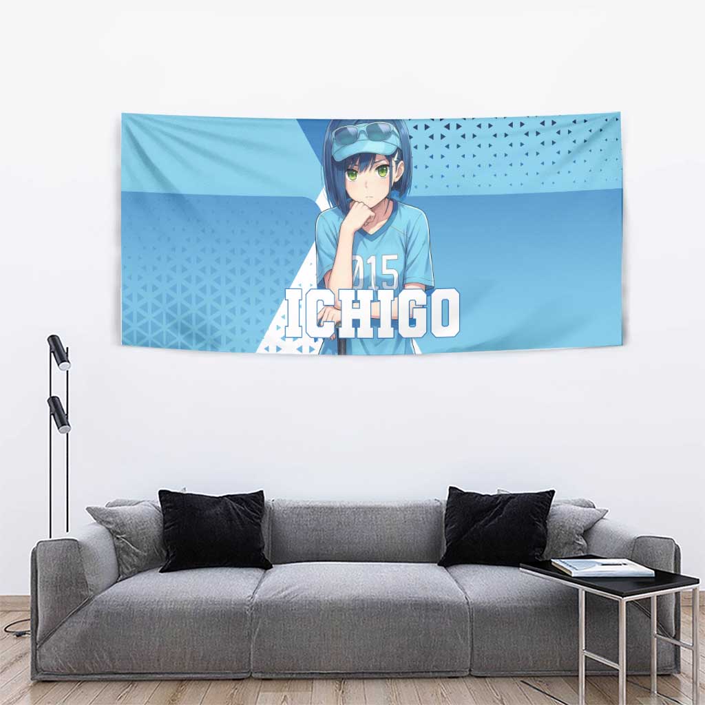 Ichigo Tapestry Cool Blue Baseball Anime Style