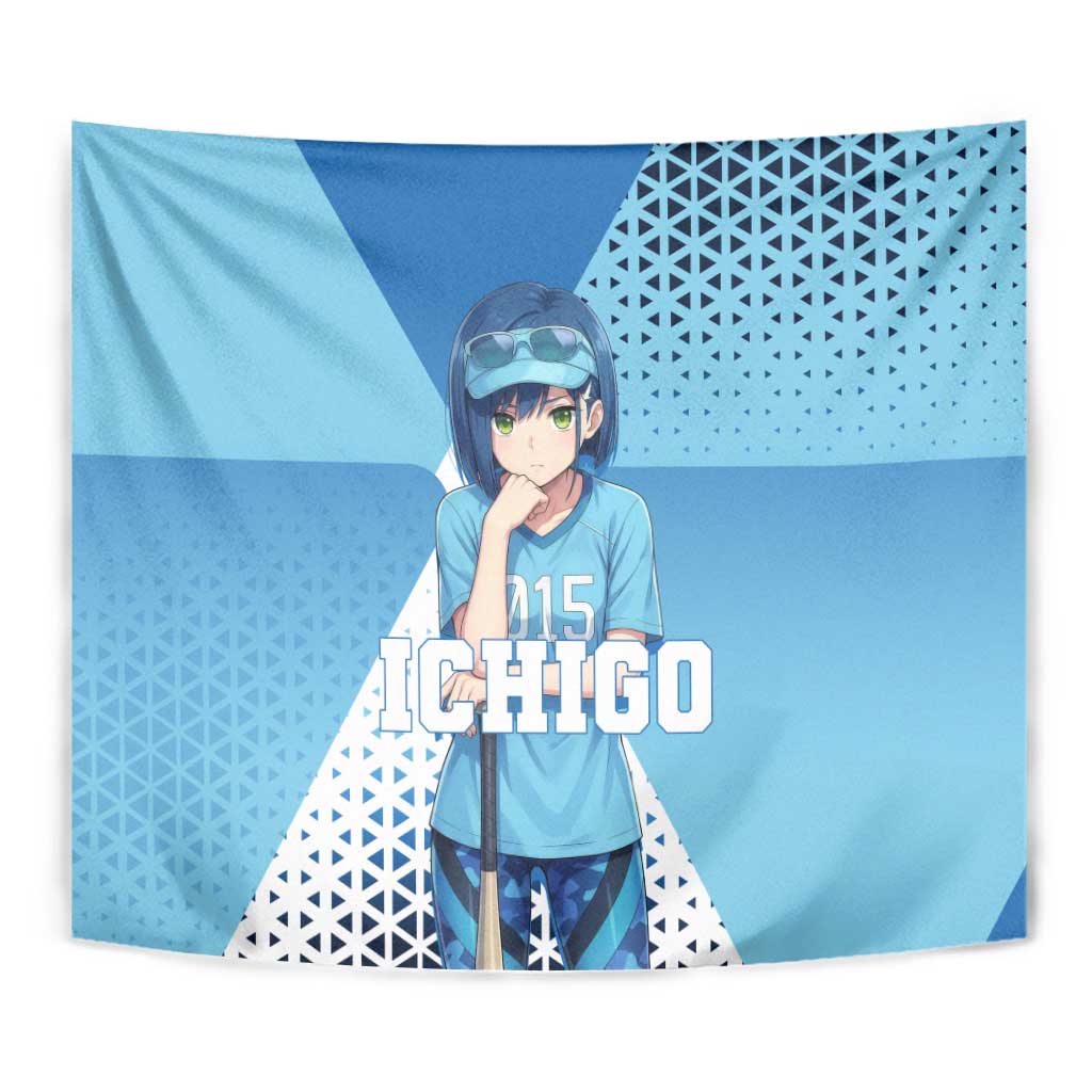 Ichigo Tapestry Cool Blue Baseball Anime Style