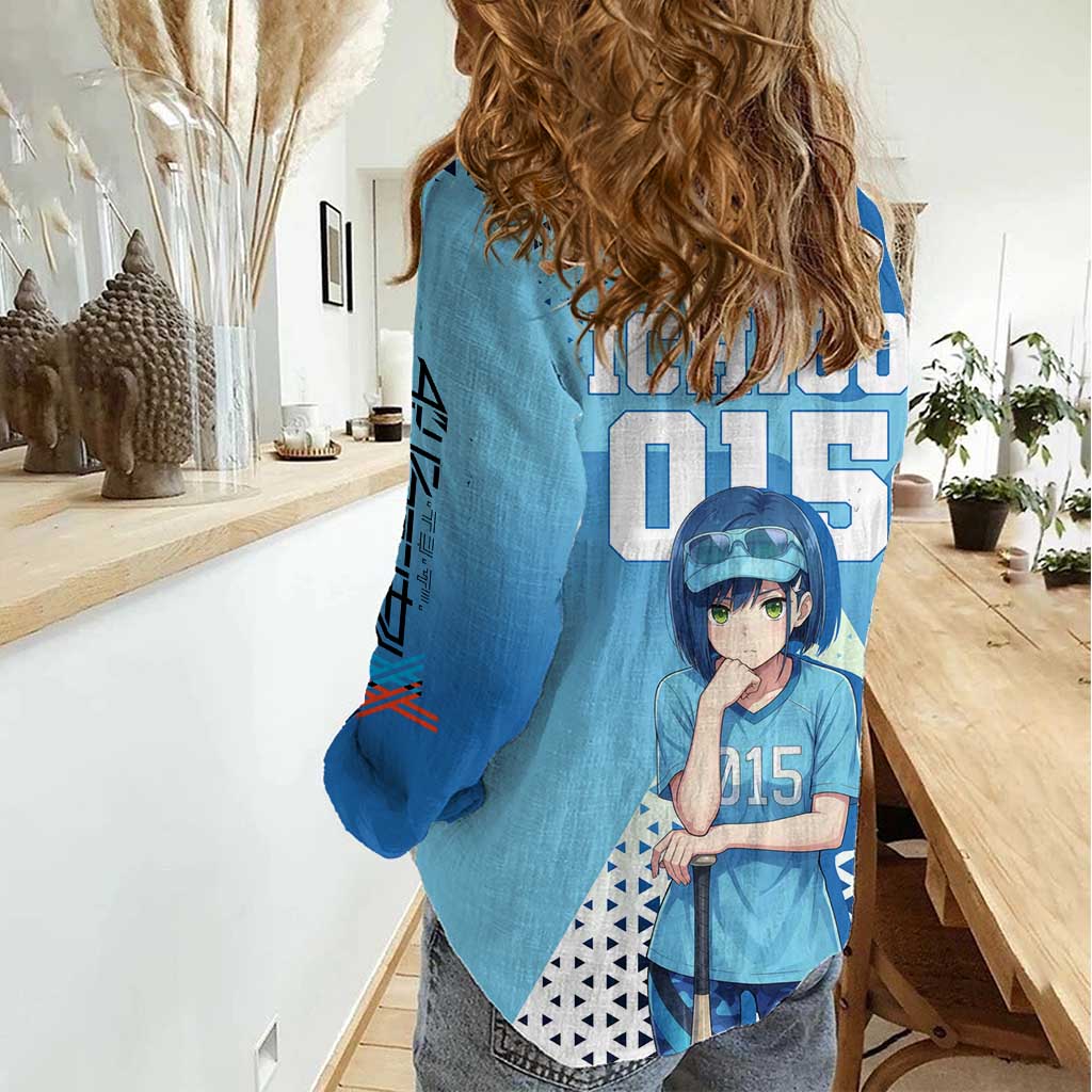Ichigo Women Casual Shirt Cool Blue Baseball Anime Style