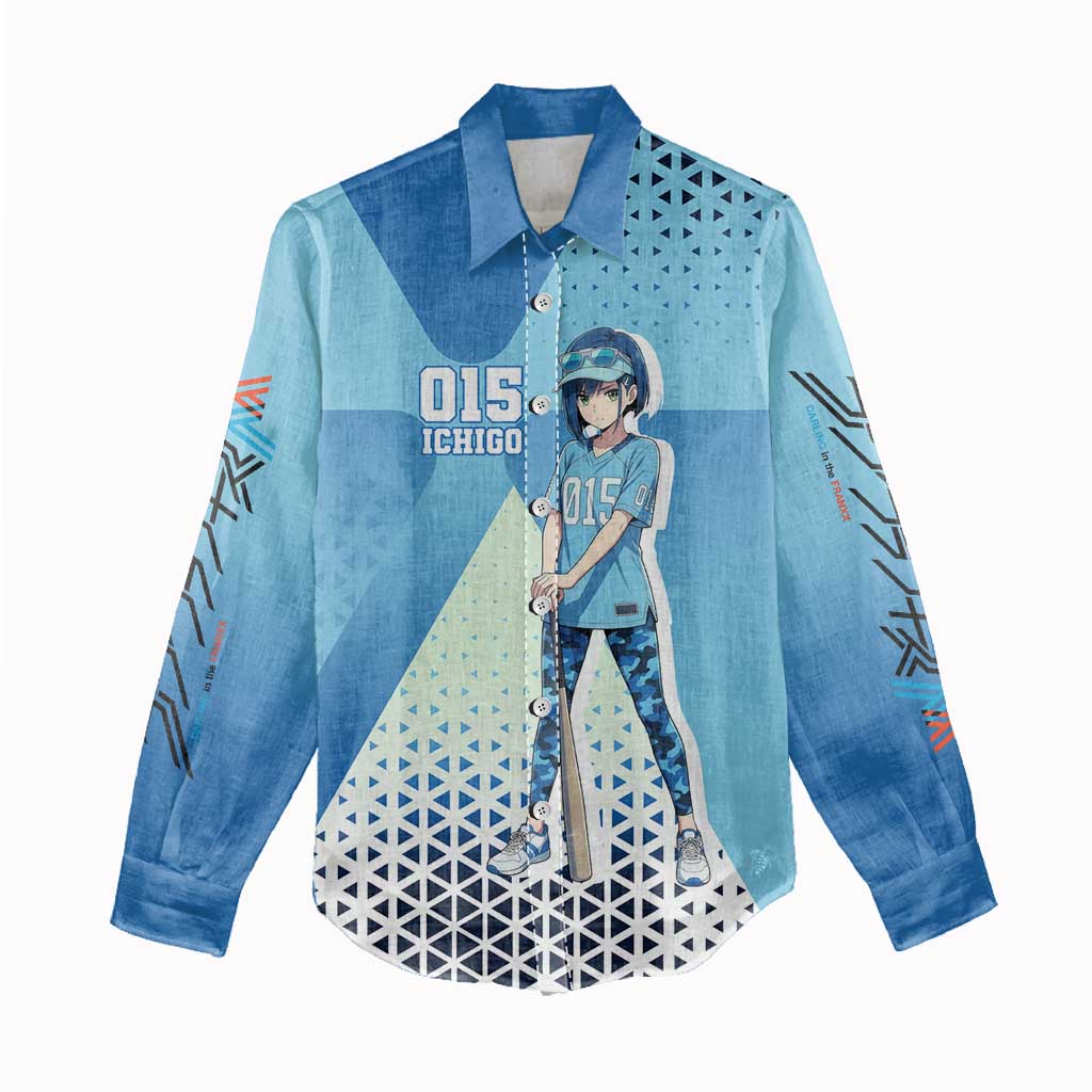 Ichigo Women Casual Shirt Cool Blue Baseball Anime Style