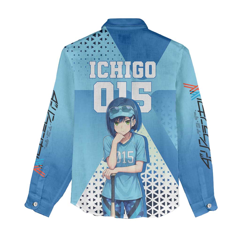 Ichigo Women Casual Shirt Cool Blue Baseball Anime Style