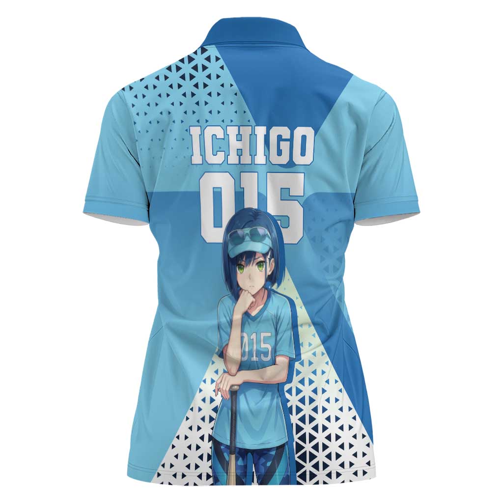 Ichigo Women Polo Shirt Cool Blue Baseball Anime Style