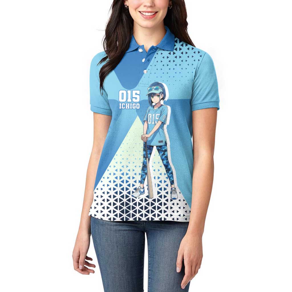 Ichigo Women Polo Shirt Cool Blue Baseball Anime Style