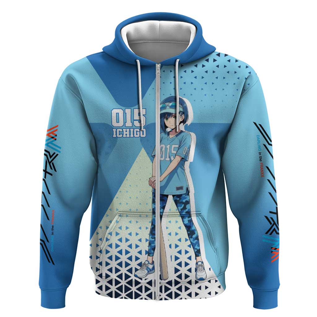 Ichigo Zip Hoodie Cool Blue Baseball Anime Style