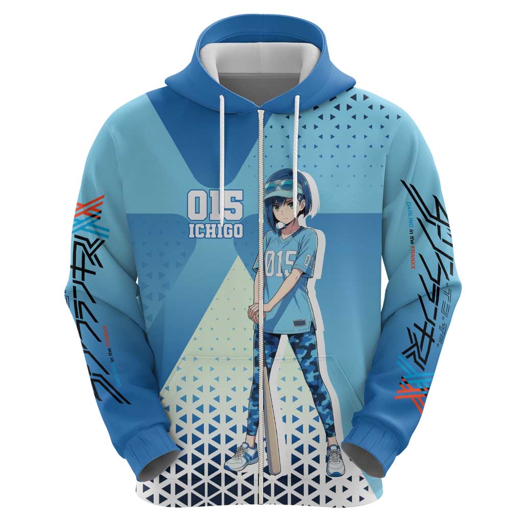 Ichigo Zip Hoodie Cool Blue Baseball Anime Style
