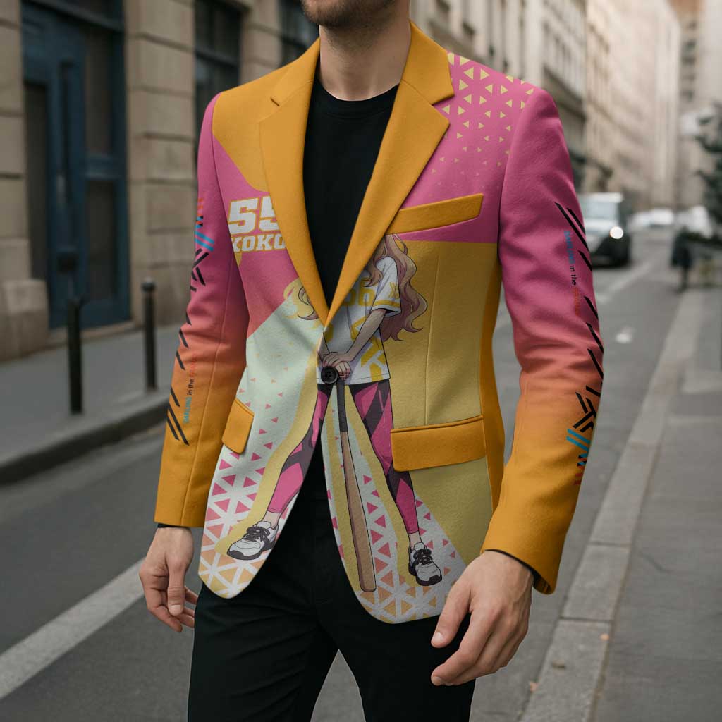 Kokoro Blazer Sunset Gradient Baseball Anime Style