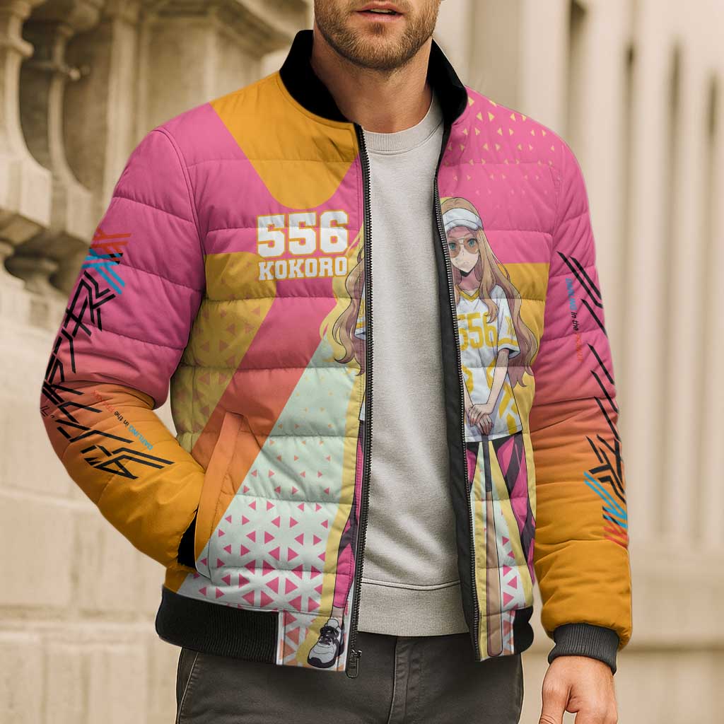 Kokoro Bomber Puffer Jacket Sunset Gradient Baseball Anime Style