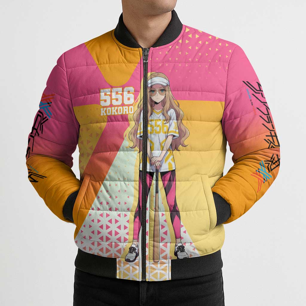 Kokoro Bomber Puffer Jacket Sunset Gradient Baseball Anime Style
