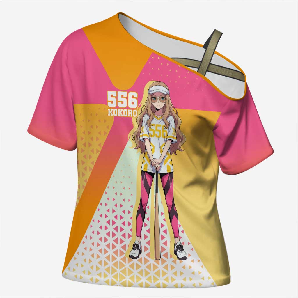 Kokoro Cross Shoulder Shirt Sunset Gradient Baseball Anime Style