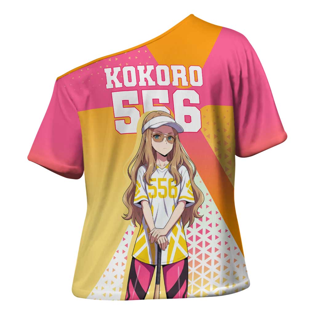 Kokoro Cross Shoulder Shirt Sunset Gradient Baseball Anime Style