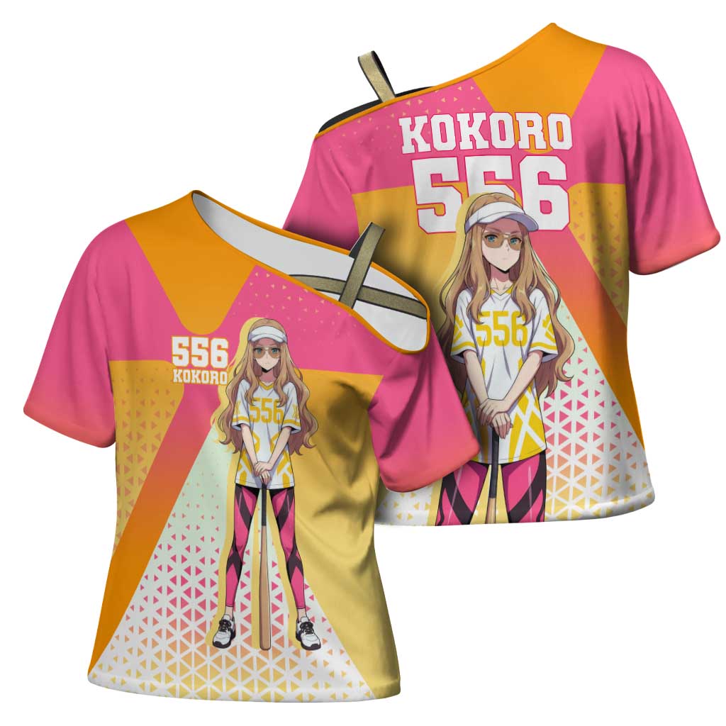 Kokoro Cross Shoulder Shirt Sunset Gradient Baseball Anime Style