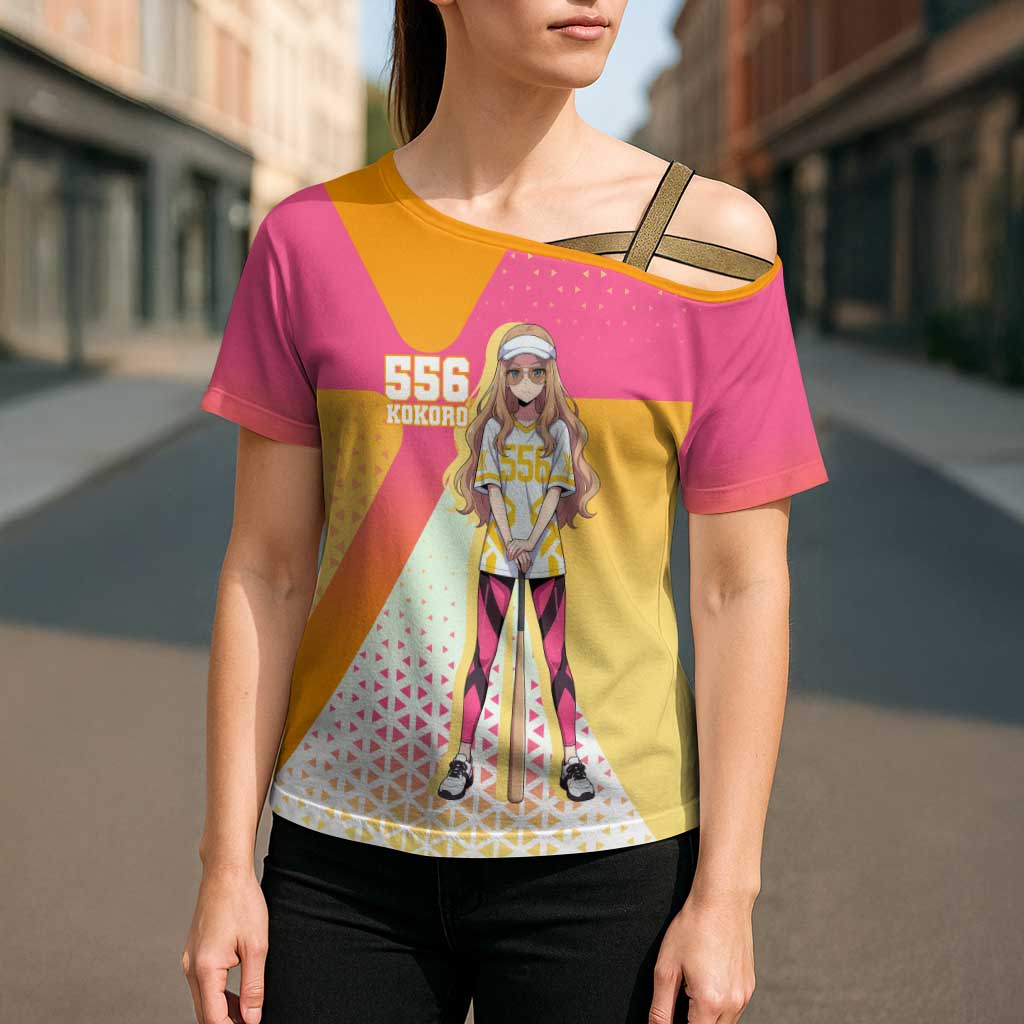 Kokoro Cross Shoulder Shirt Sunset Gradient Baseball Anime Style