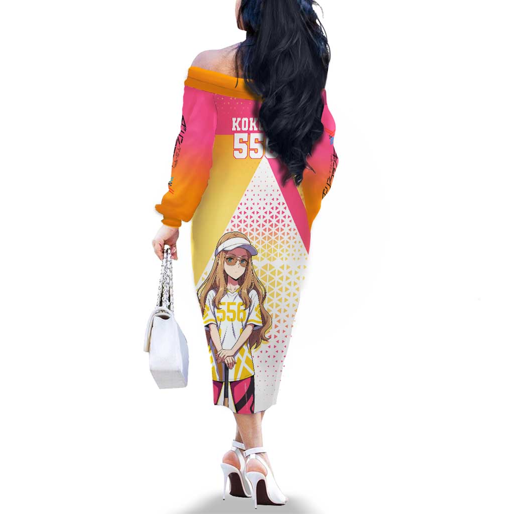 Kokoro Family Matching Off The Shoulder Long Sleeve Dress and Hawaiian Shirt Sunset Gradient Baseball Anime Style