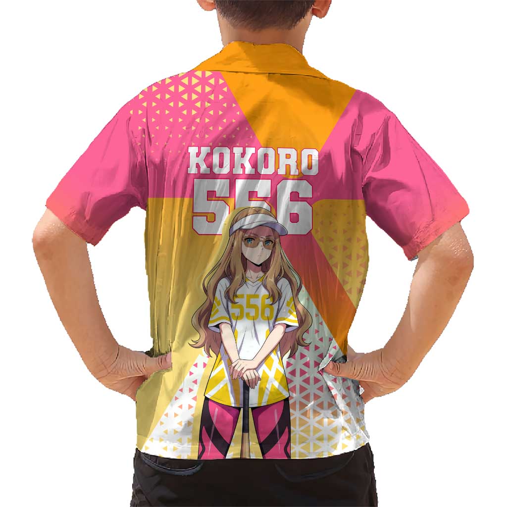 Kokoro Family Matching Off Shoulder Short Dress and Hawaiian Shirt Sunset Gradient Baseball Anime Style