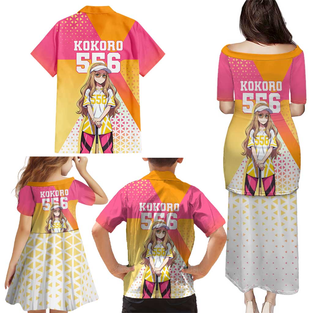 Kokoro Family Matching Puletasi and Hawaiian Shirt Sunset Gradient Baseball Anime Style
