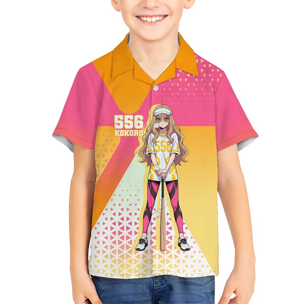 Kokoro Kid Hawaiian Shirt Sunset Gradient Baseball Anime Style