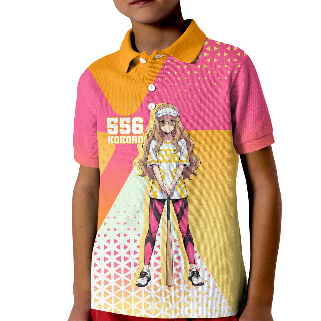 Kokoro Kid Polo Shirt Sunset Gradient Baseball Anime Style