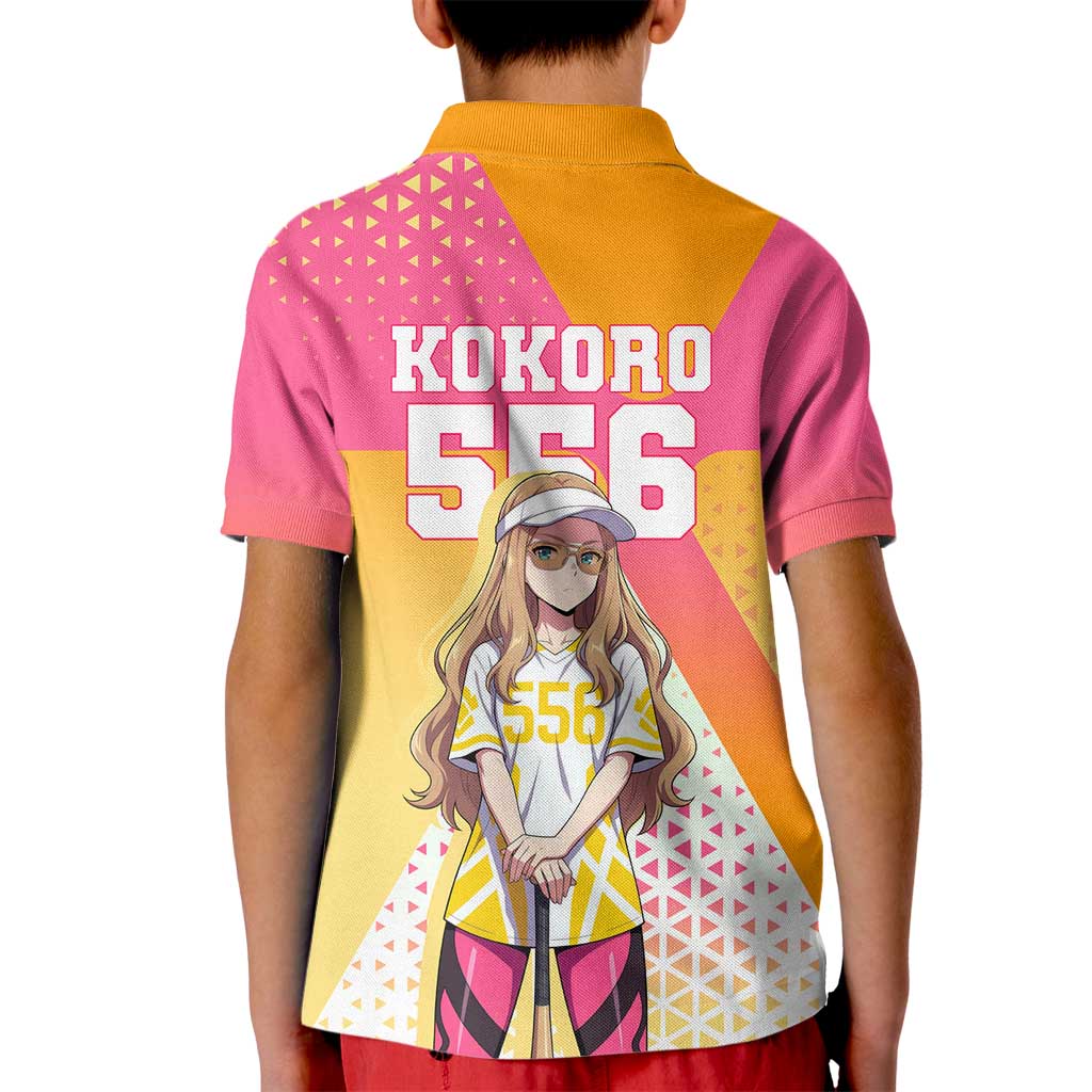 Kokoro Kid Polo Shirt Sunset Gradient Baseball Anime Style