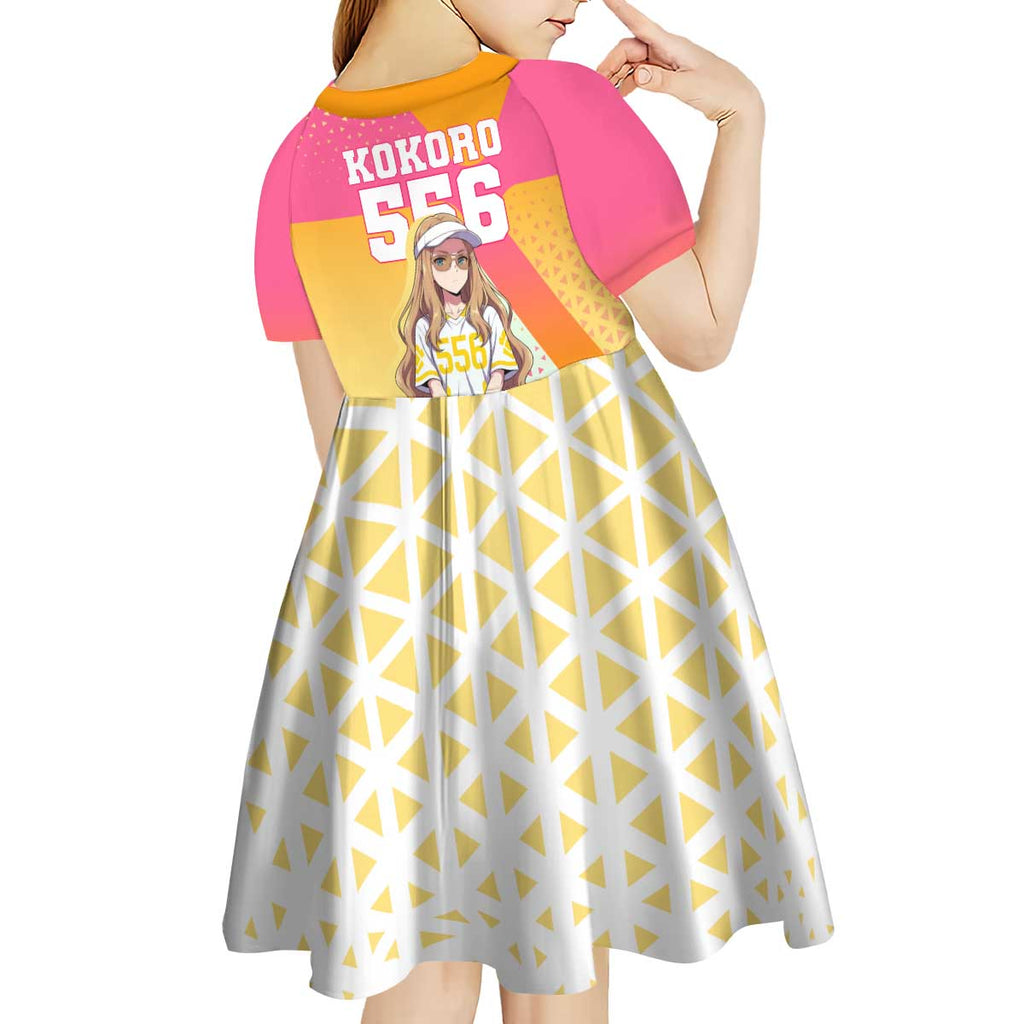 Kokoro Kid Short Sleeve Dress Sunset Gradient Baseball Anime Style