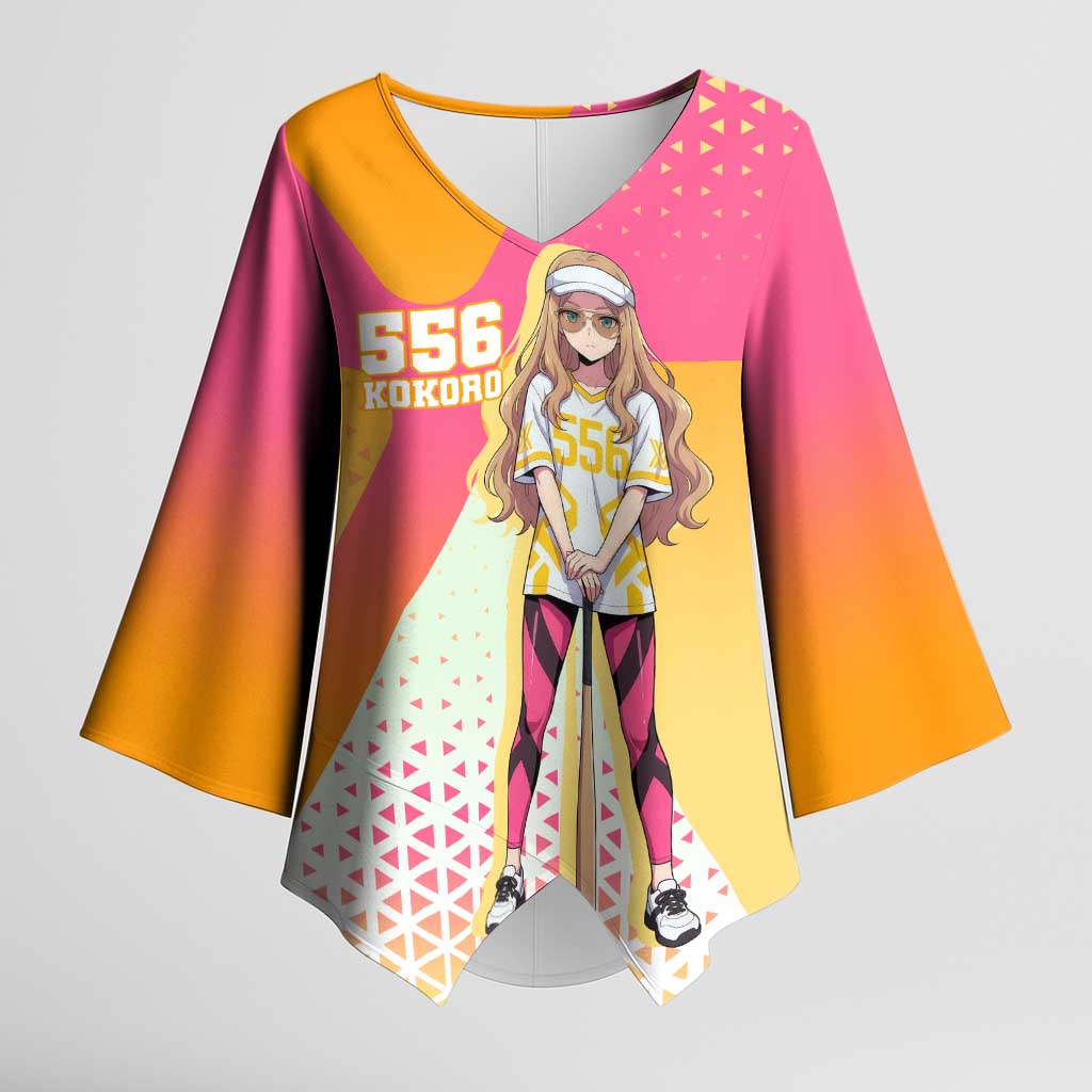 Kokoro Kimono Sleeve Blouse Sunset Gradient Baseball Anime Style