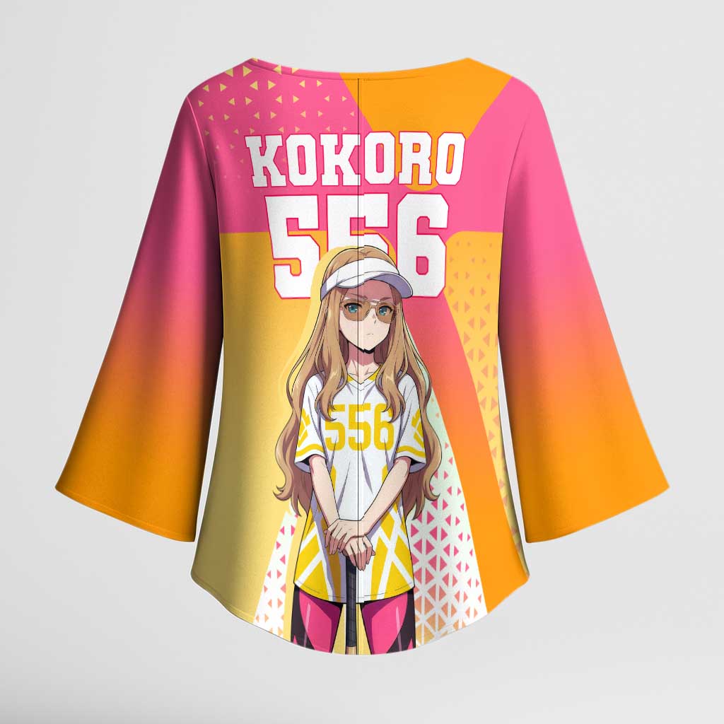 Kokoro Kimono Sleeve Blouse Sunset Gradient Baseball Anime Style