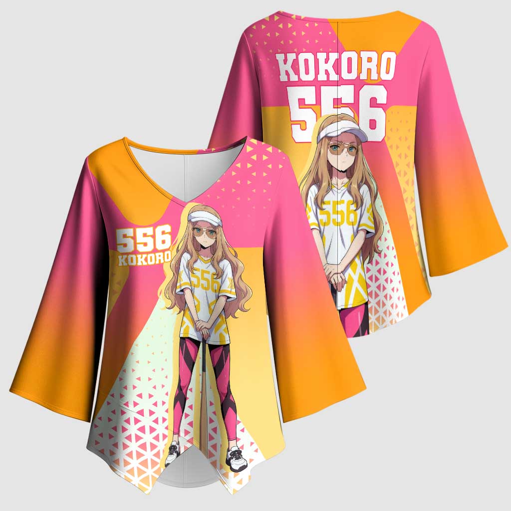Kokoro Kimono Sleeve Blouse Sunset Gradient Baseball Anime Style
