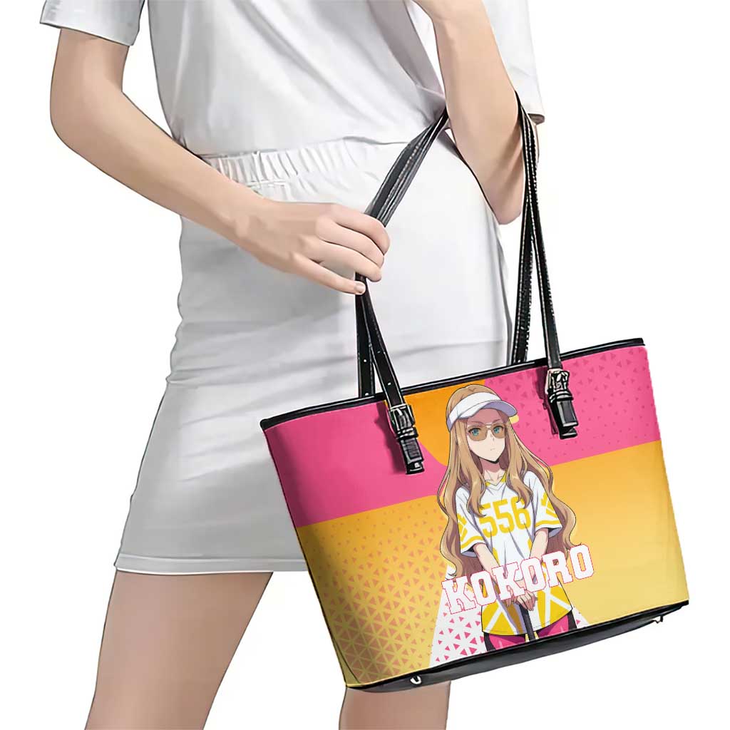 Kokoro Leather Tote Bag Sunset Gradient Baseball Anime Style