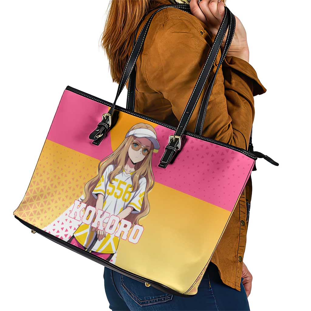 Kokoro Leather Tote Bag Sunset Gradient Baseball Anime Style