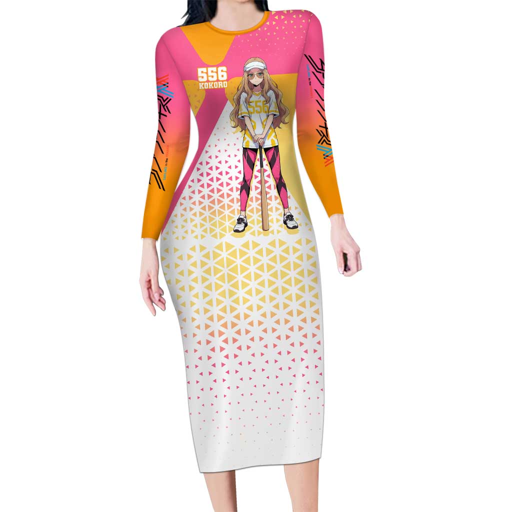 Kokoro Long Sleeve Bodycon Dress Sunset Gradient Baseball Anime Style