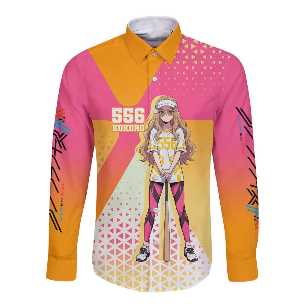 Kokoro Long Sleeve Button Shirt Sunset Gradient Baseball Anime Style