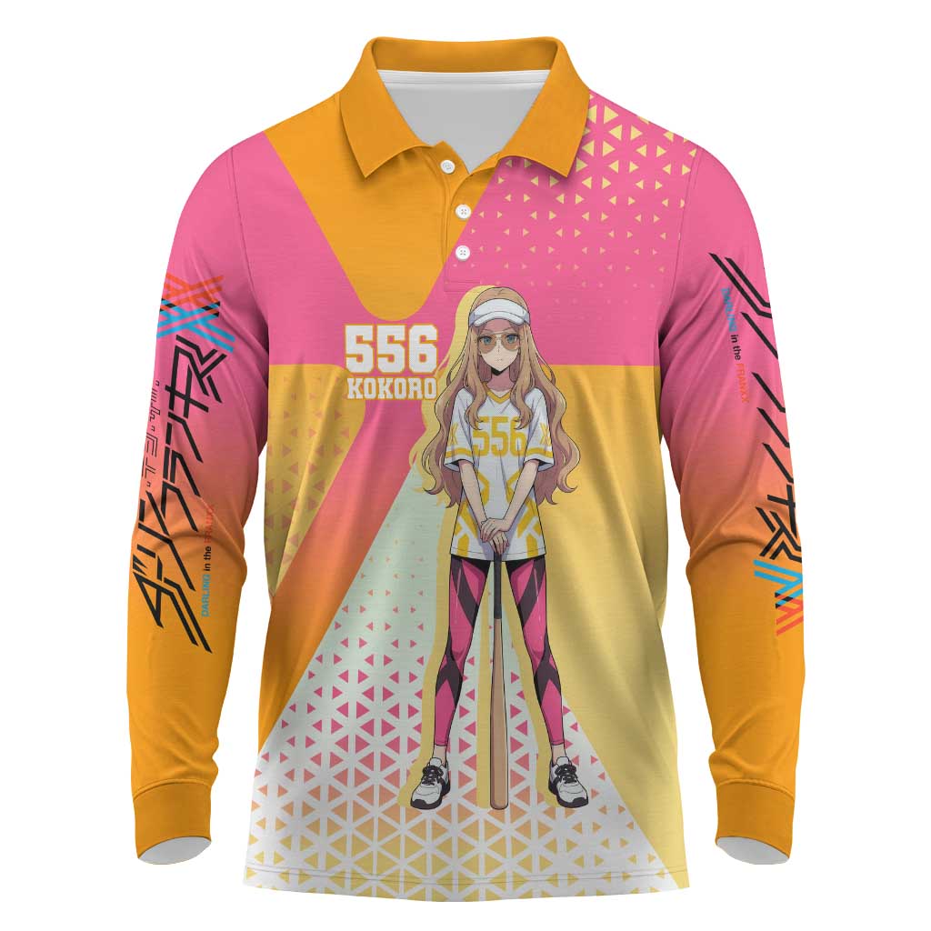 Kokoro Long Sleeve Polo Shirt Sunset Gradient Baseball Anime Style