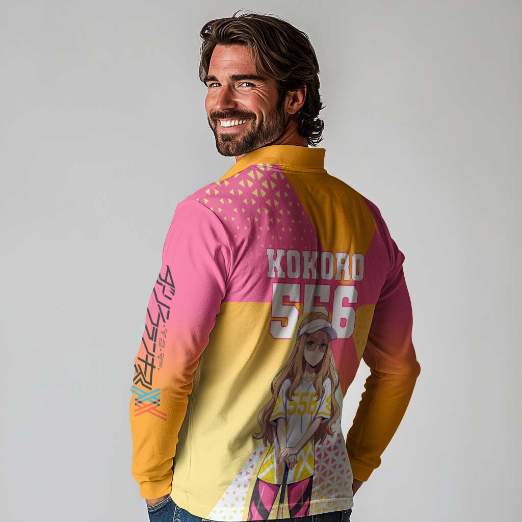 Kokoro Long Sleeve Polo Shirt Sunset Gradient Baseball Anime Style