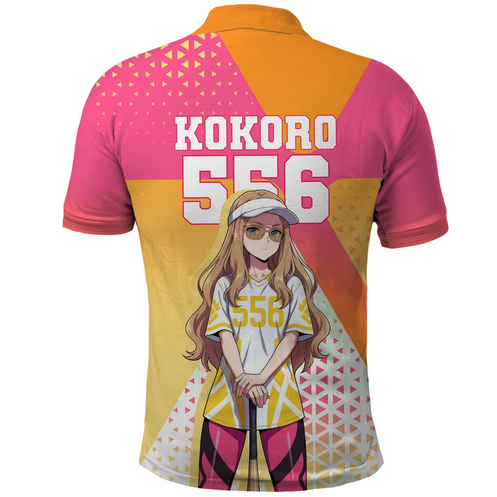 Kokoro Polo Shirt Sunset Gradient Baseball Anime Style