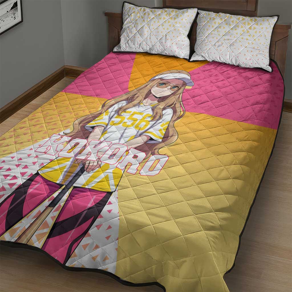 Kokoro Quilt Bed Set Sunset Gradient Baseball Anime Style