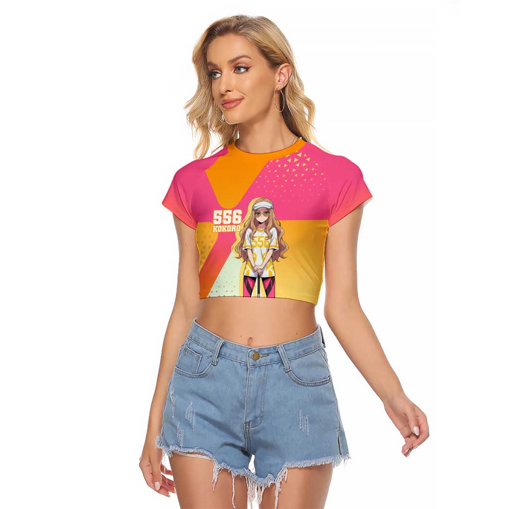 Kokoro Raglan Cropped T Shirt Sunset Gradient Baseball Anime Style