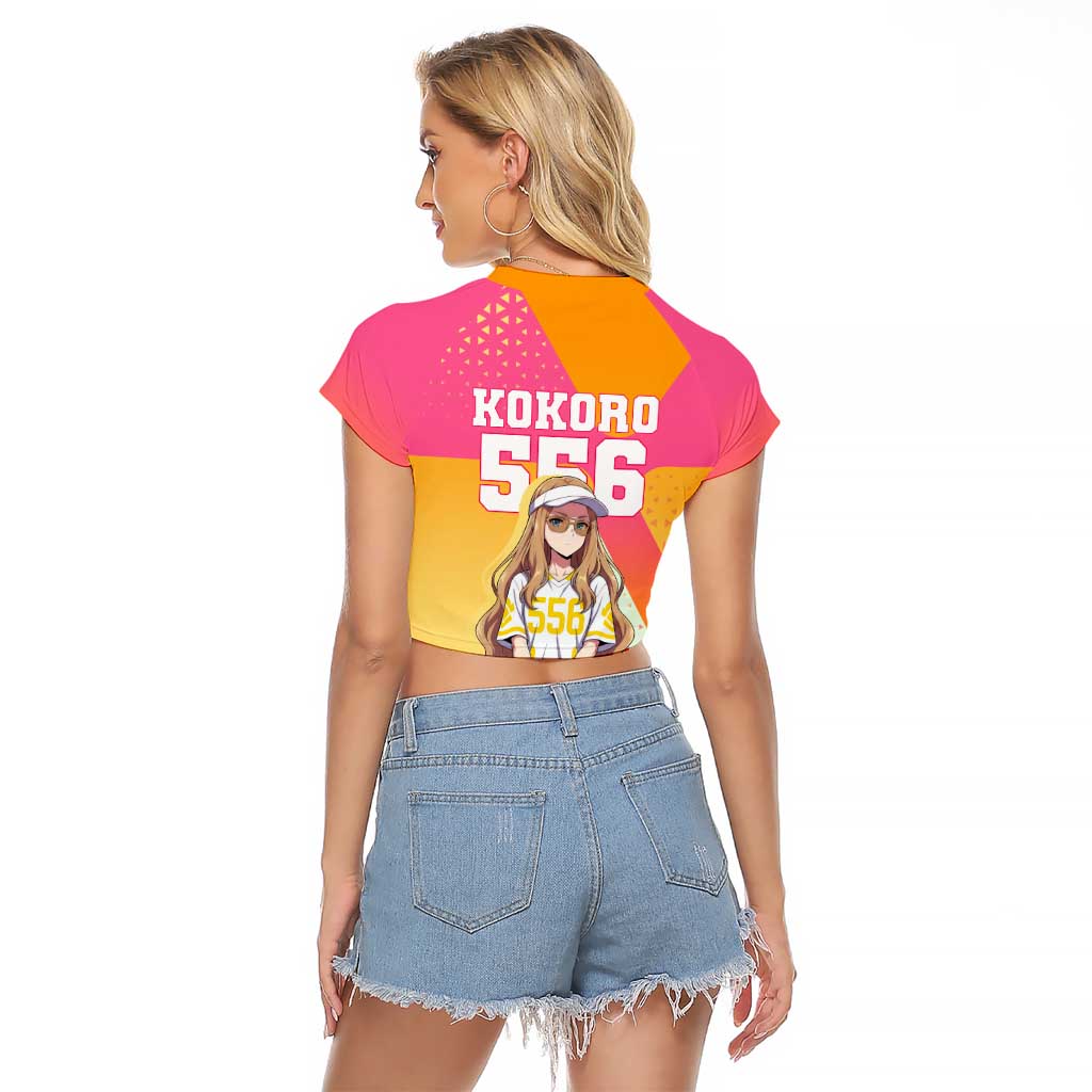Kokoro Raglan Cropped T Shirt Sunset Gradient Baseball Anime Style