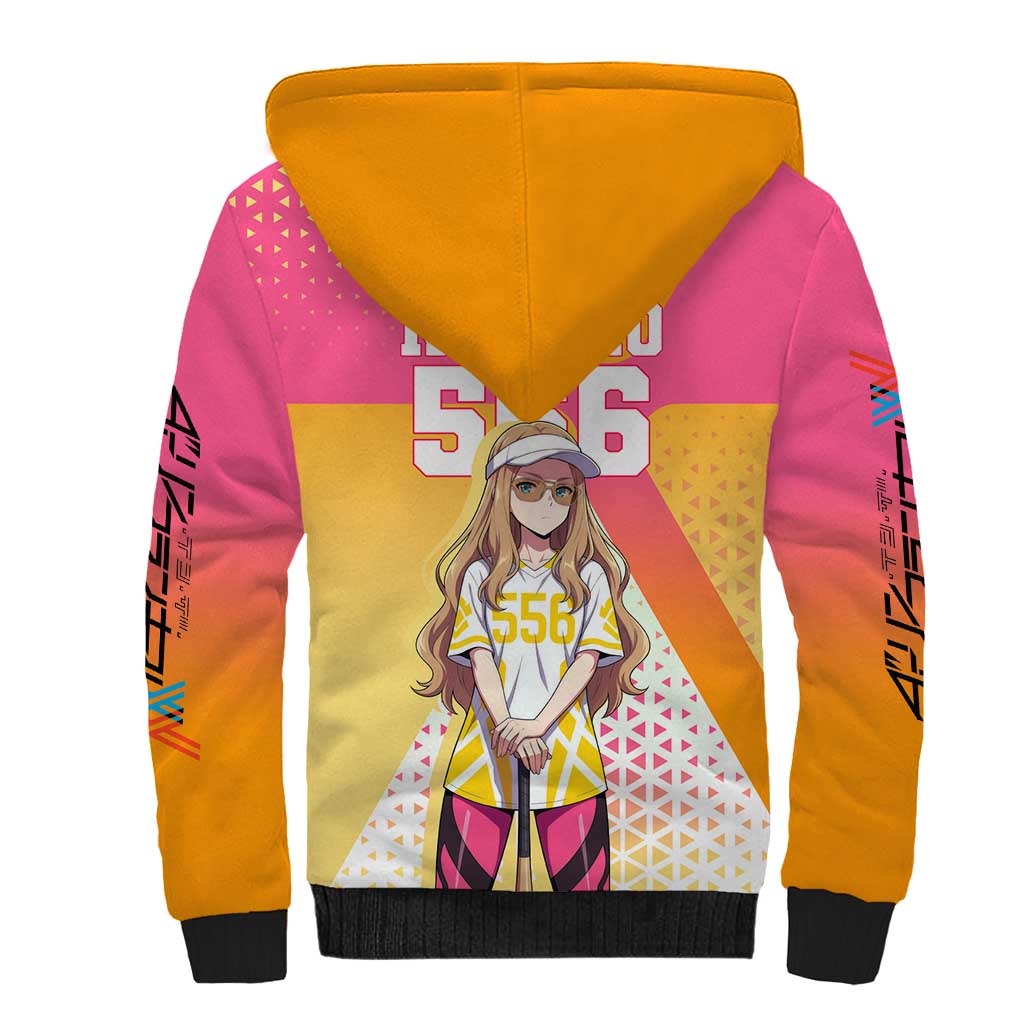 Kokoro Sherpa Hoodie Sunset Gradient Baseball Anime Style