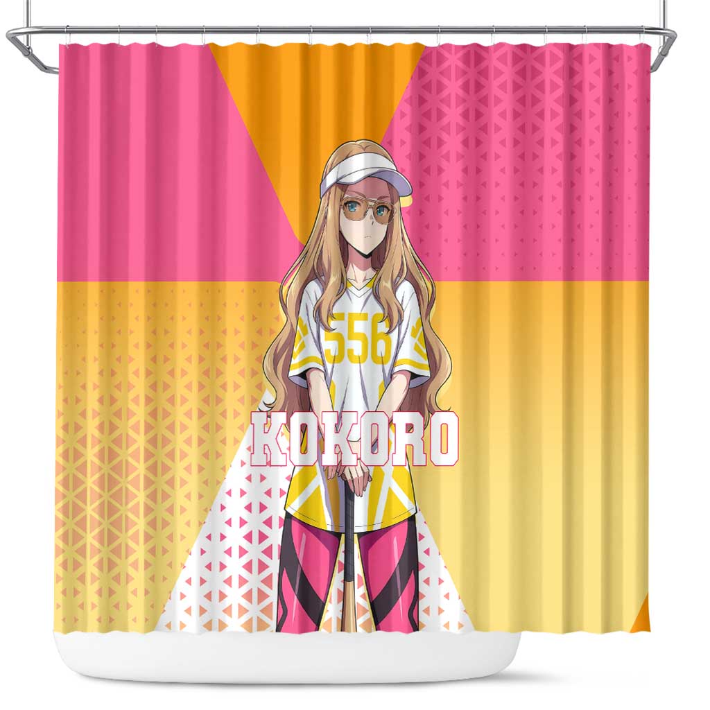 Kokoro Shower Curtain Sunset Gradient Baseball Anime Style