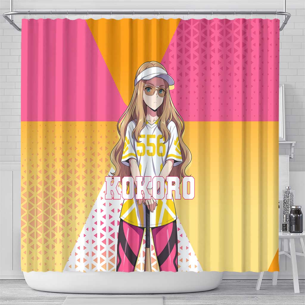 Kokoro Shower Curtain Sunset Gradient Baseball Anime Style