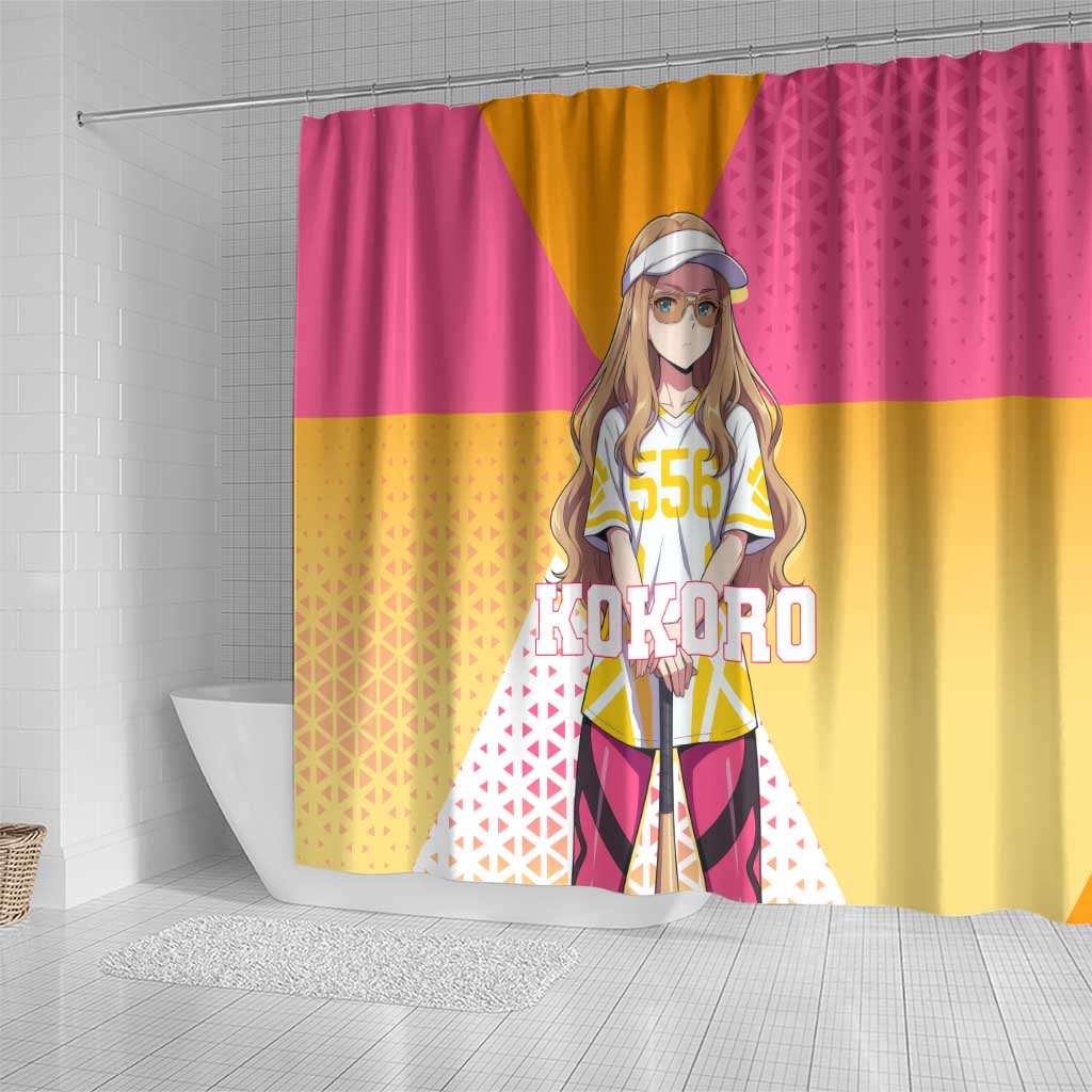 Kokoro Shower Curtain Sunset Gradient Baseball Anime Style