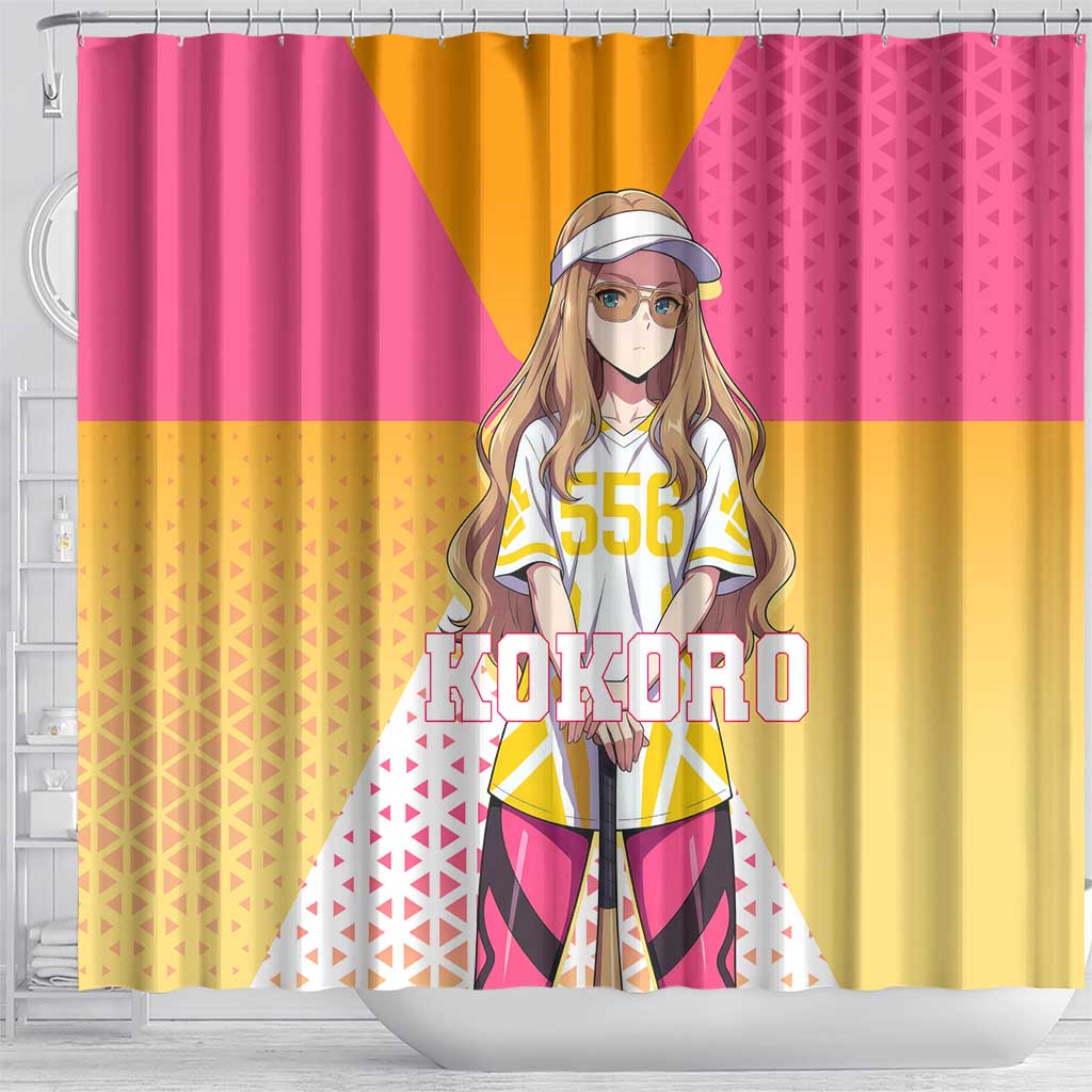 Kokoro Shower Curtain Sunset Gradient Baseball Anime Style