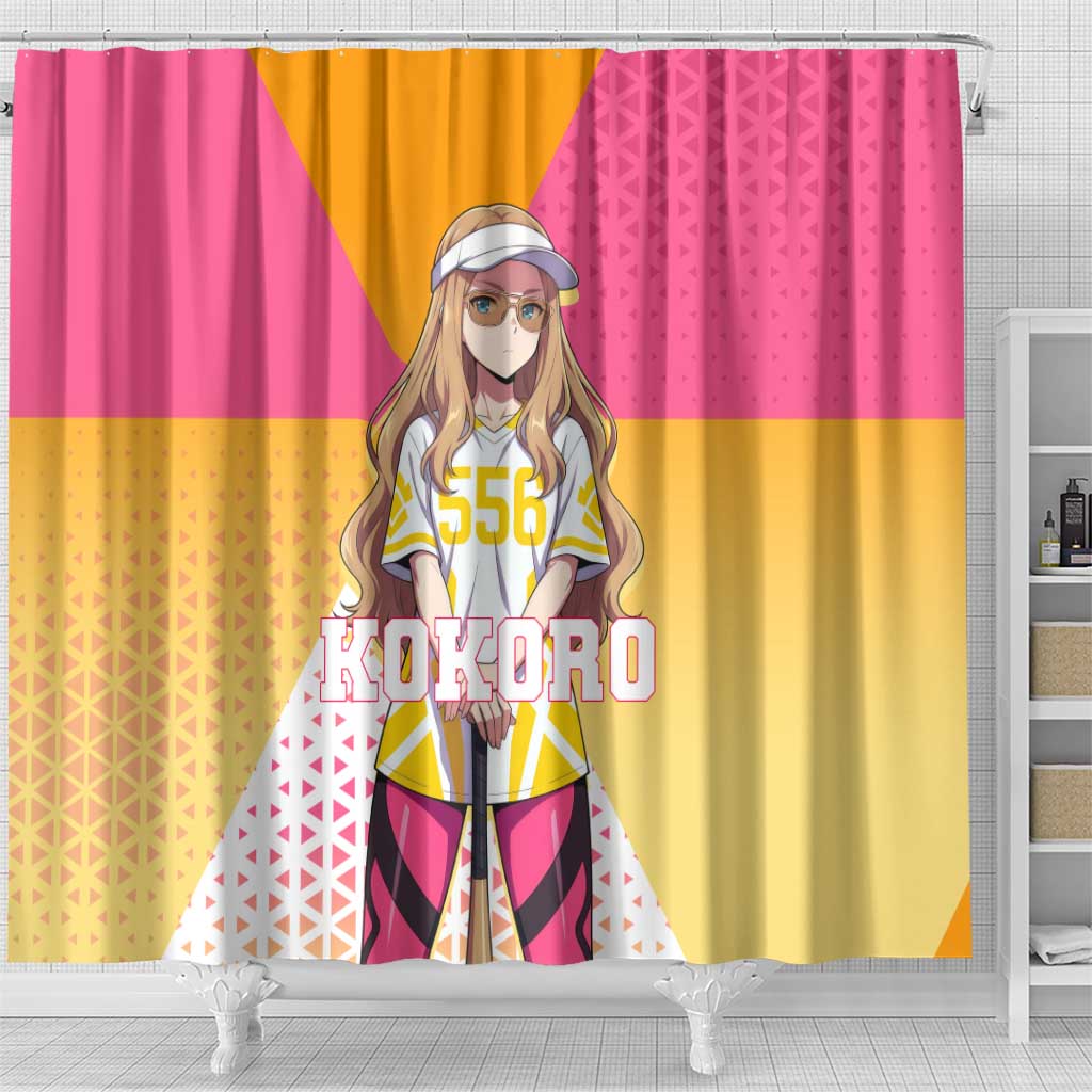 Kokoro Shower Curtain Sunset Gradient Baseball Anime Style